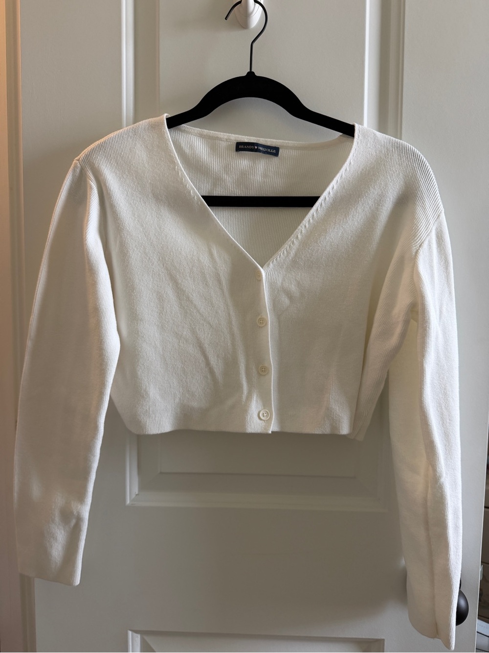 Brandy Melville white V-neck cropped cardigan
